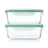 Smart Seal 8 Cup Glass Rectangle Container - Teal D4