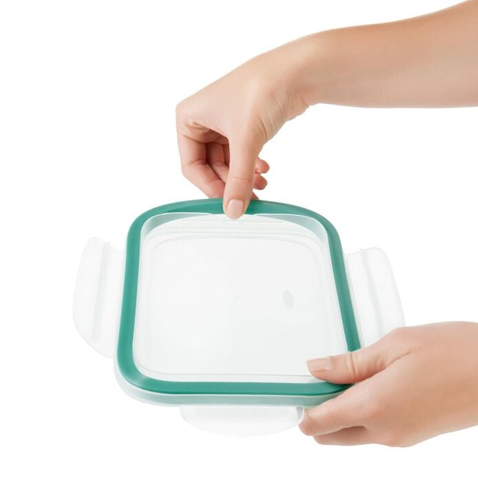 Smart Seal 8 Cup Glass Rectangle Container - Teal D4