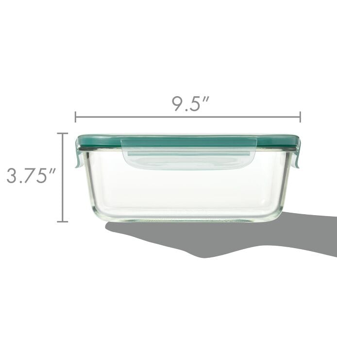 Smart Seal 8 Cup Glass Rectangle Container - Teal D4