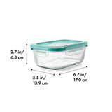 Smart Seal 3.5 Cup Glass Rectangle Container - Teal G6