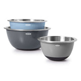 3-Piece Stainless Steel Mixing Bowl Set - Blue/Gray A9