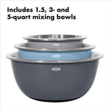 3-Piece Stainless Steel Mixing Bowl Set - Blue/Gray A9