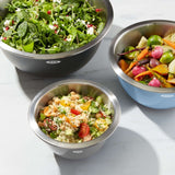 3-Piece Stainless Steel Mixing Bowl Set - Blue/Gray A9