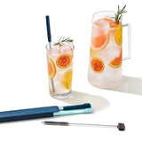 4-Piece Reusable Straw and Brush Set with Case B9