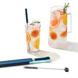 4-Piece Reusable Straw and Brush Set with Case B9