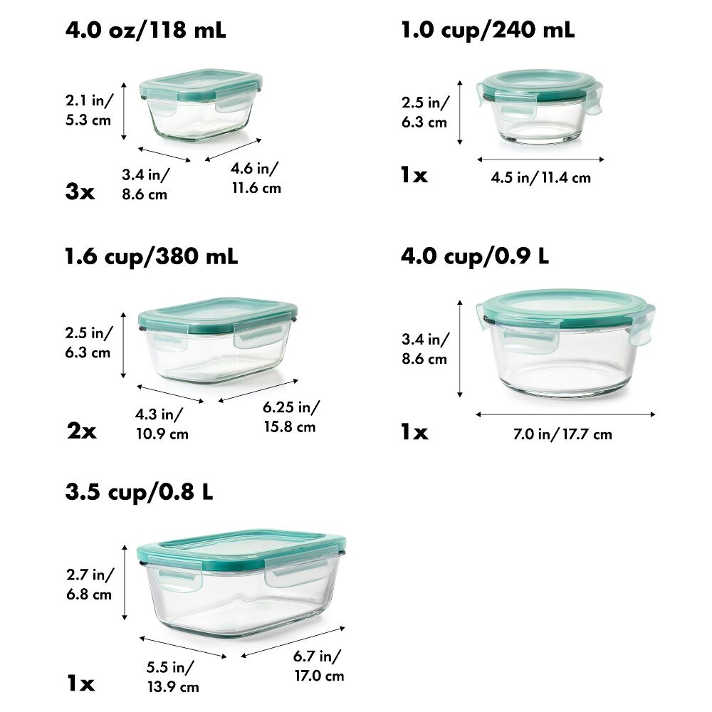 16 Piece Glass Smart Seal Everyday Container Set F6