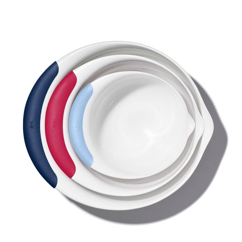 3 Piece Mixing Bowl Set New Colored Handles S5