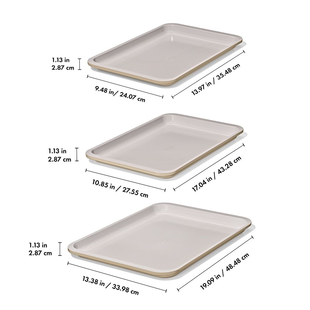 Non-Stick Pro Ceramic Coated Metal Bakeware 3 Pc Set O8