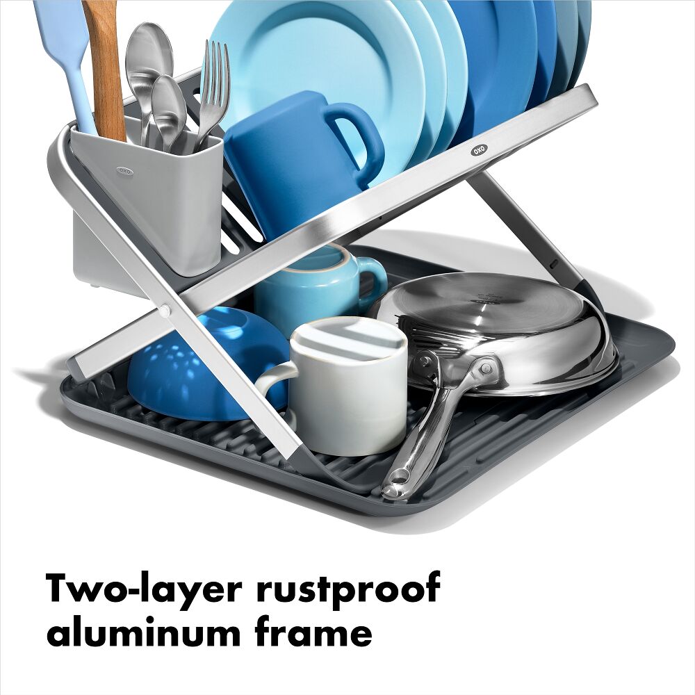 OXO Good Grips Aluminum Fold Flat Dish Rack A0