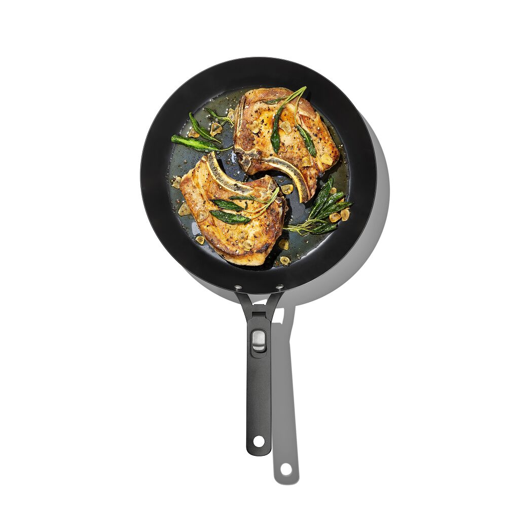 Outdoor 12-inch Carbon Steel Pan with Removable Handle E5