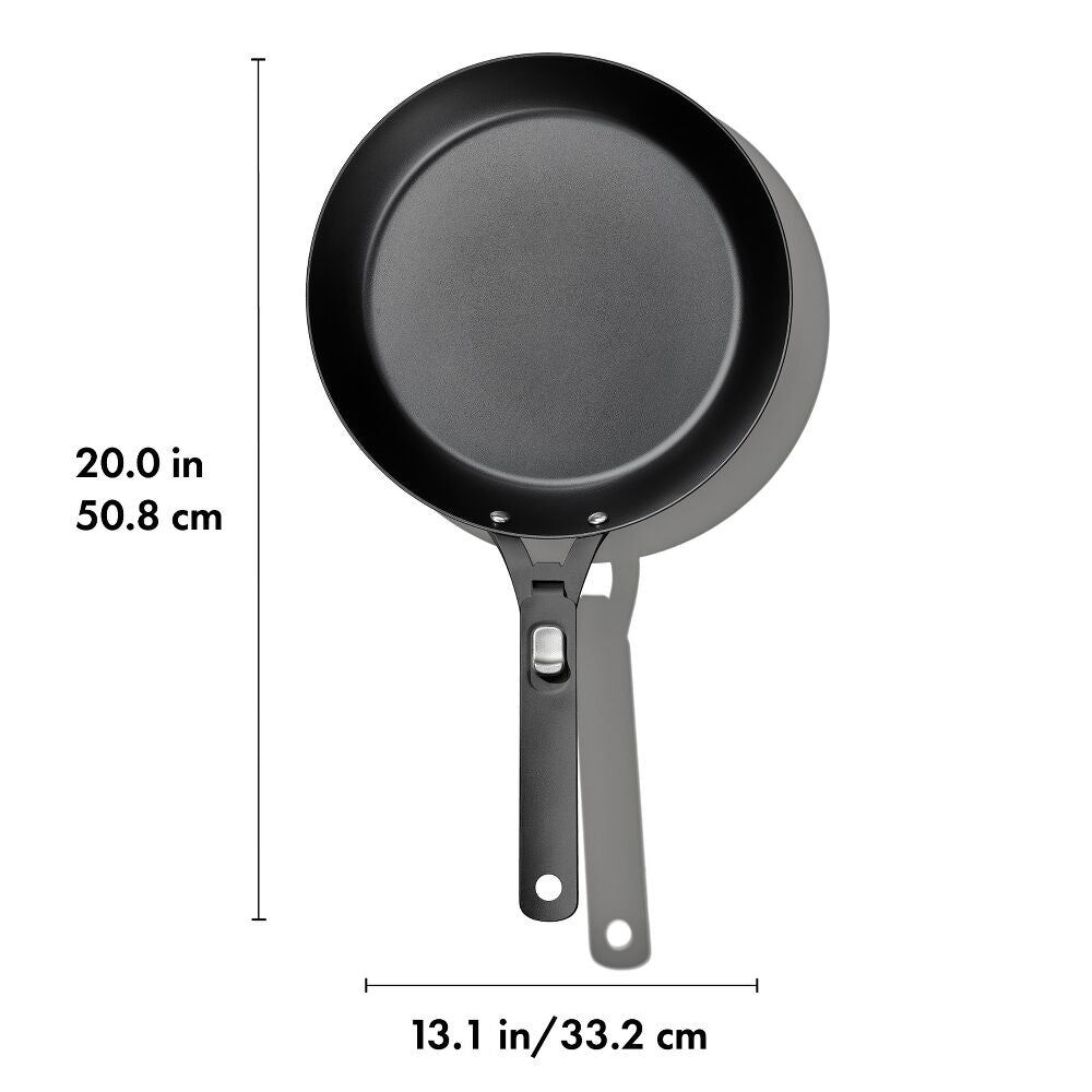 Outdoor 12-inch Carbon Steel Pan with Removable Handle E5