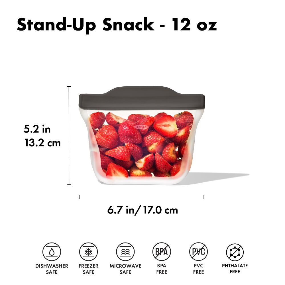 Outdoor Silicone Reusable Stand Up Snack Bag (12 oz) G5