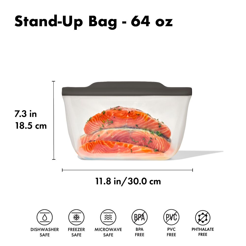 Outdoor Silicone Reusable Stand Up Bag Half Gallon (64 oz) N6