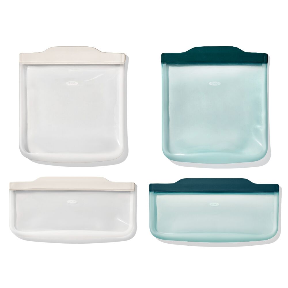 Silicone Reusable Bag -  4 Piece Lunch Set - Oat/Lagoon B0