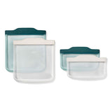 Silicone Reusable Bag -  4 Piece Lunch Set - Oat/Lagoon B0