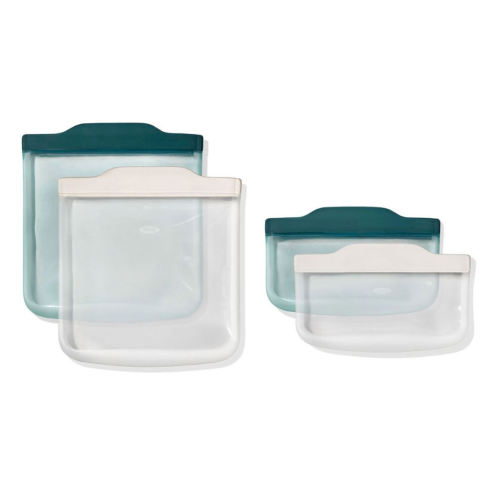 Silicone Reusable Bag -  4 Piece Lunch Set - Oat/Lagoon B0