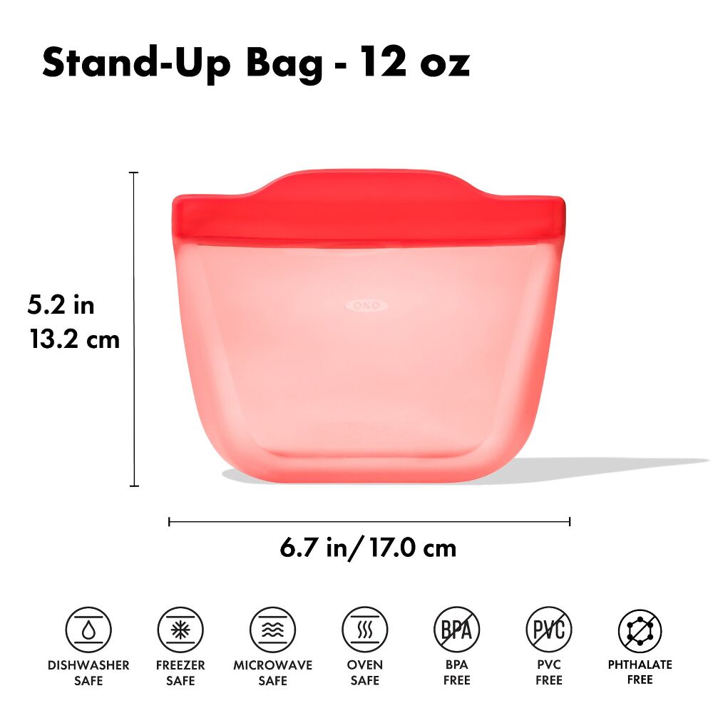 Silicone Reusable Bag - Stand-Up Snack (12 oz) – Watermelon R5