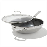 Trident Hybrid Non-Stick Stainless Steel 5 Qt Wok with Lid O6
