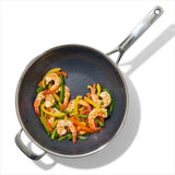 Trident Hybrid Non-Stick Stainless Steel 5 Qt Wok with Lid O6