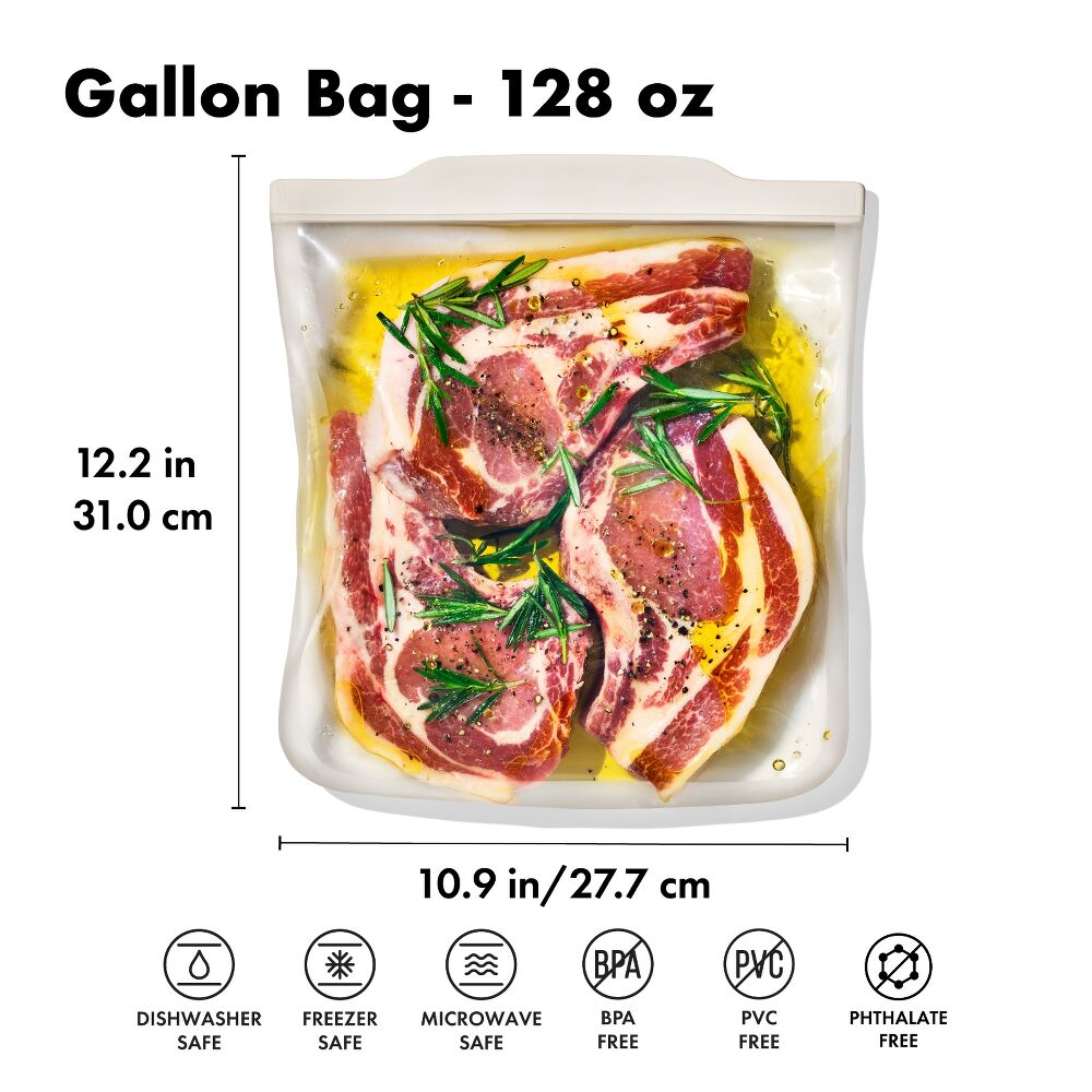 Silicone Reusable Bag - Gallon Bag (128 oz) - Oat K7