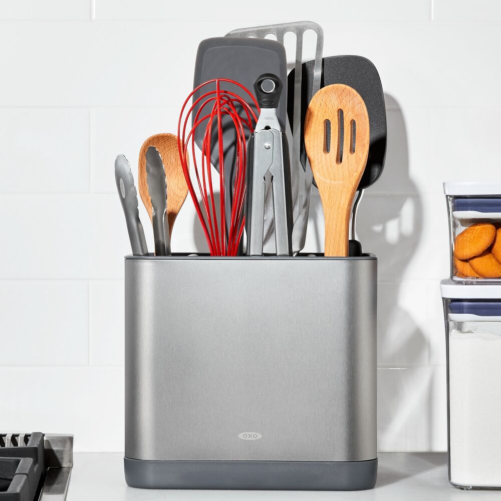 Adjustable Stainless Steel Utensil Holder - Large E0