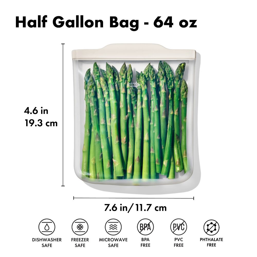 Silicone Reusable Bag - Half Gallon Bag (64 oz) - Oat Q8