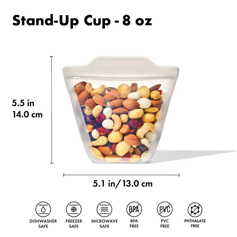 Silicone Reusable Bag - Stand-Up Cup (8 oz) - Oat C8