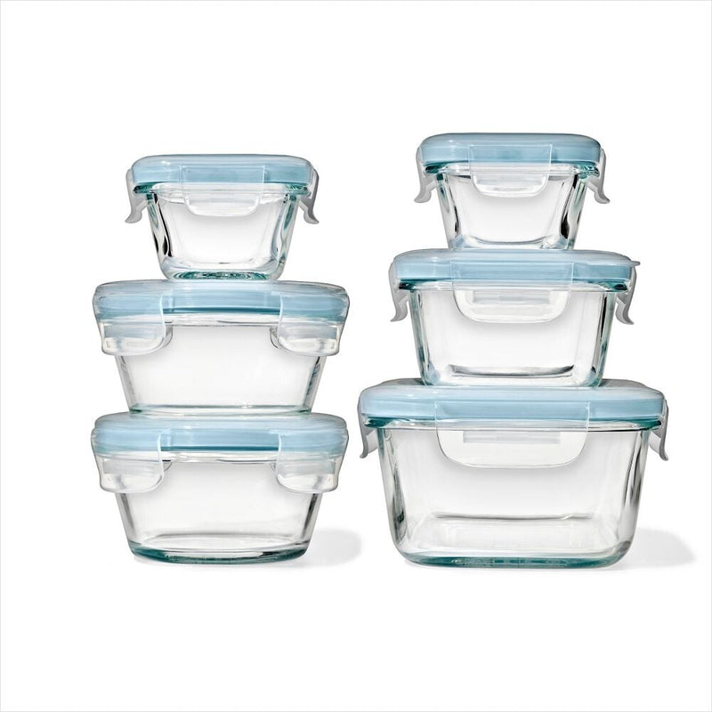 12-Piece Smart Seal Glass Container Set - Arctic Blue O1