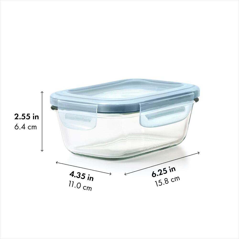 Smart Seal 1.6-Cup Glass Rectangle Container - Arctic Blue M6