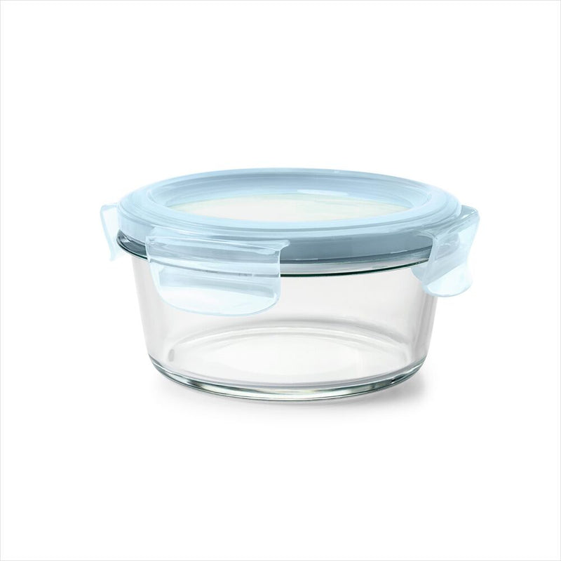 Smart Seal 2-Cup Glass Round Container - Arctic Blue J6