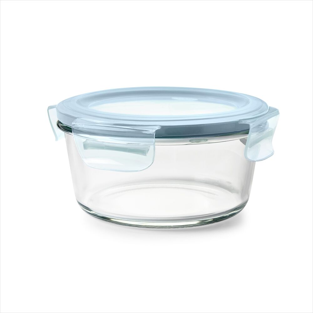 Smart Seal 4-Cup Glass Round Container - Arctic Blue Q0