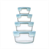 8-Piece Smart Seal Glass Round Container Set - Arctic Blue I3