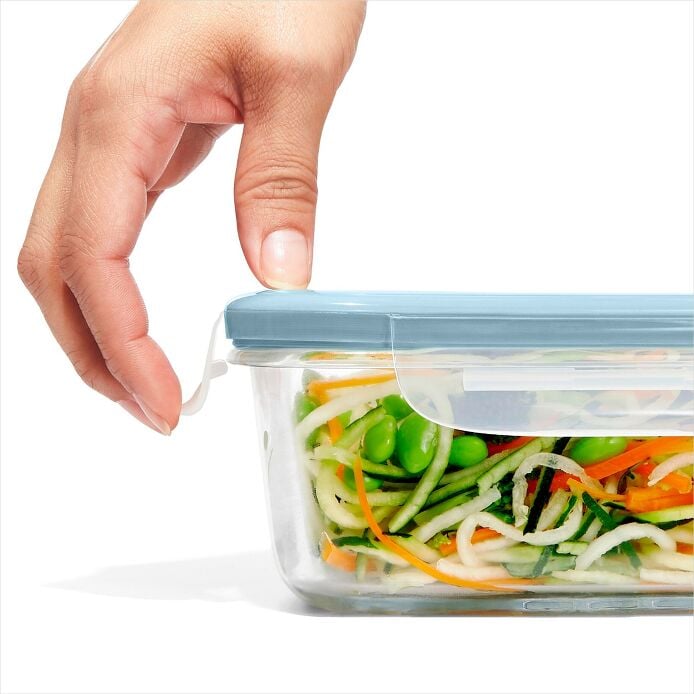 Smart Seal 8-Cup Glass Rectangle Container - Arctic Blue E0