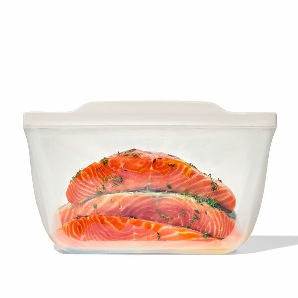 Silicone Reusable Bag - Stand-Up Half Gallon (64 oz) - Oat G1