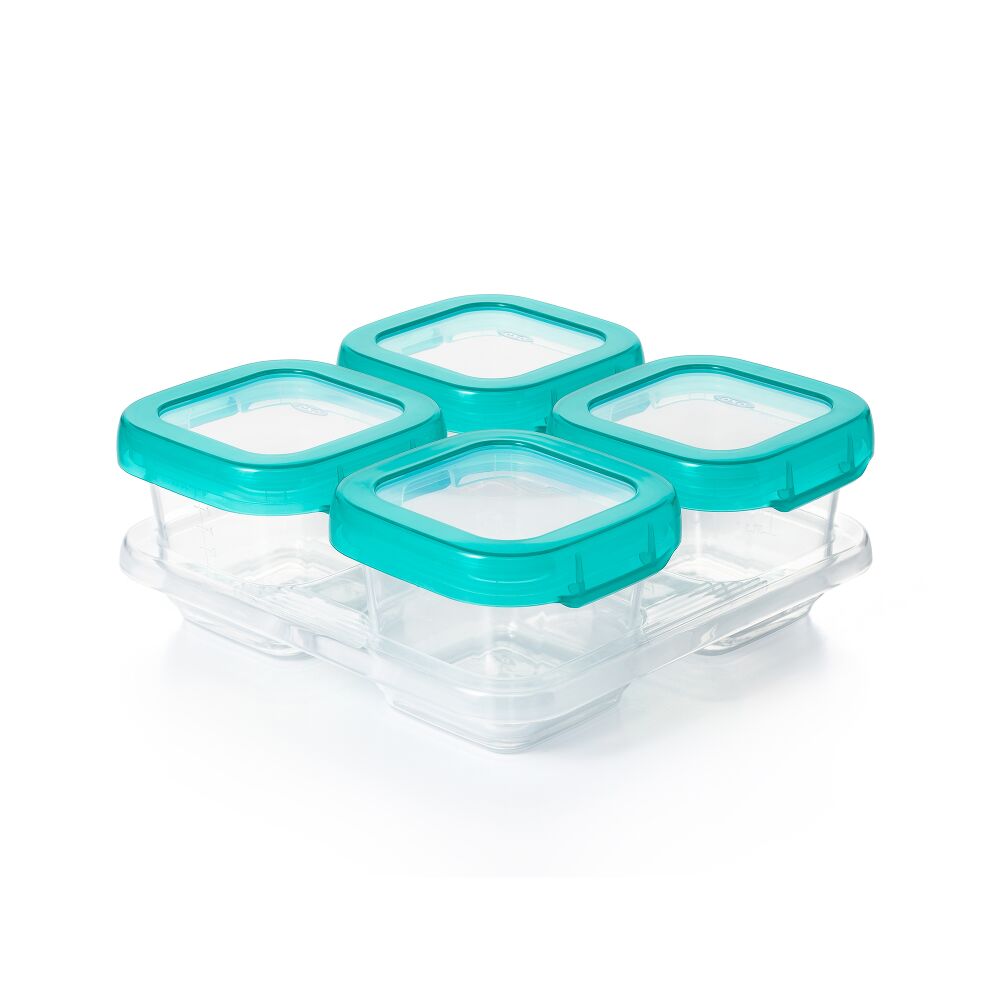 6 oz Baby Blocks™ Plastic Freezer Storage Containers - Tot Teal A9