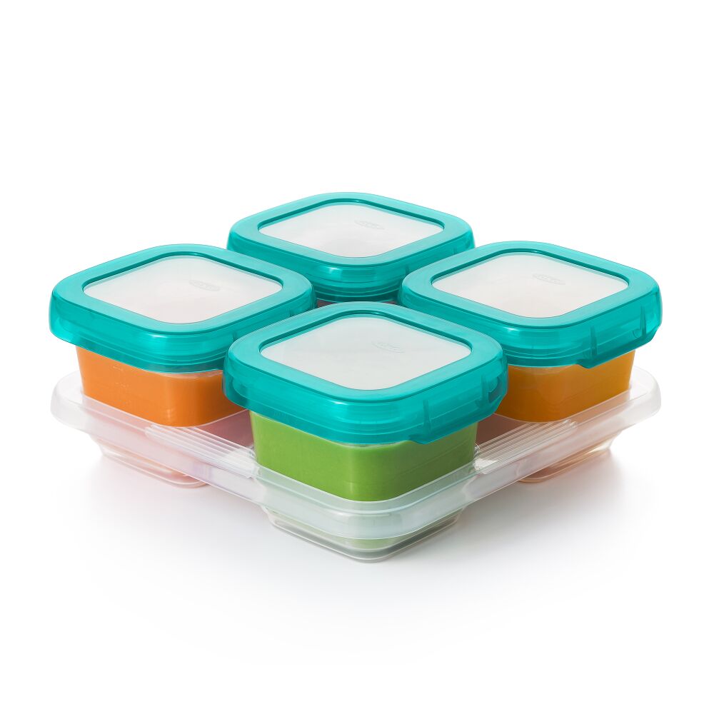 6 oz Baby Blocks™ Plastic Freezer Storage Containers - Tot Teal A9