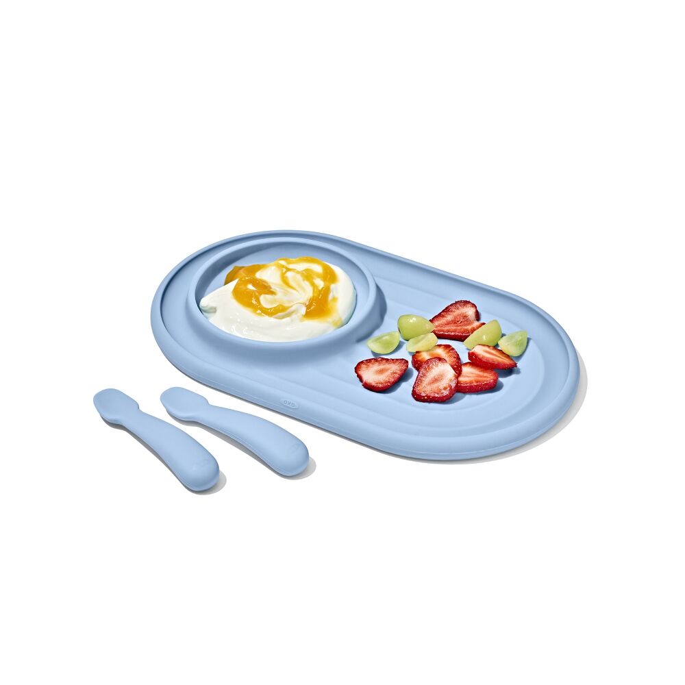 Textured Suction Plate & Spoons Set – 3-Piece O4