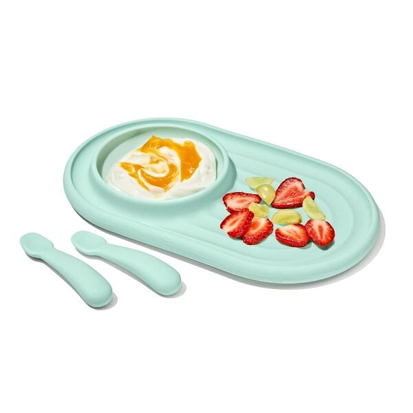 Textured Suction Plate & Spoons Set – 3-Piece O4