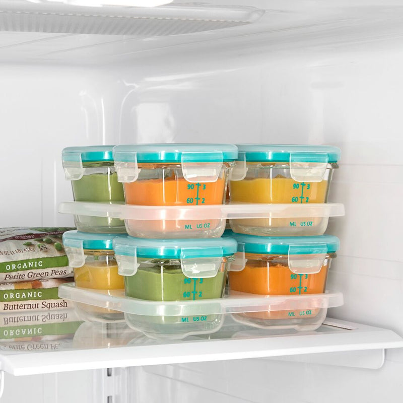 Baby Blocks Glass Food Storage Containers 4 Oz - Tot Teal O4